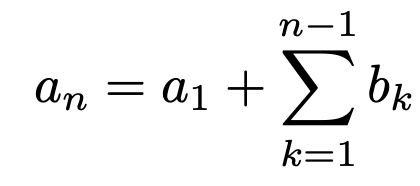 \[a_n=a_1+\sum_{k=1}^{n-1}b_k\]
